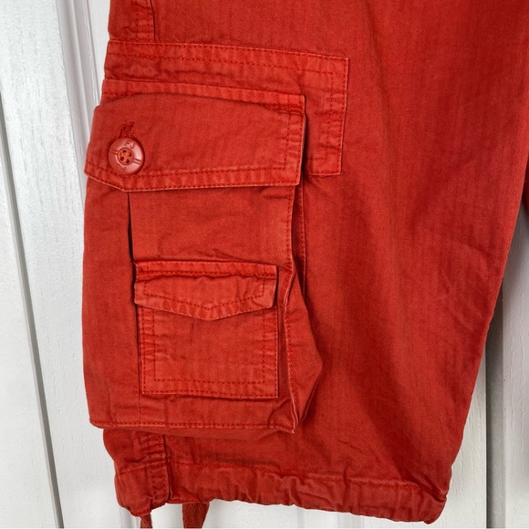 Y2K 2000s Ripstop Cargo Utility Shorts Men’s 28 Burnt Orange Tie Belted Faded - Picture 4 of 15